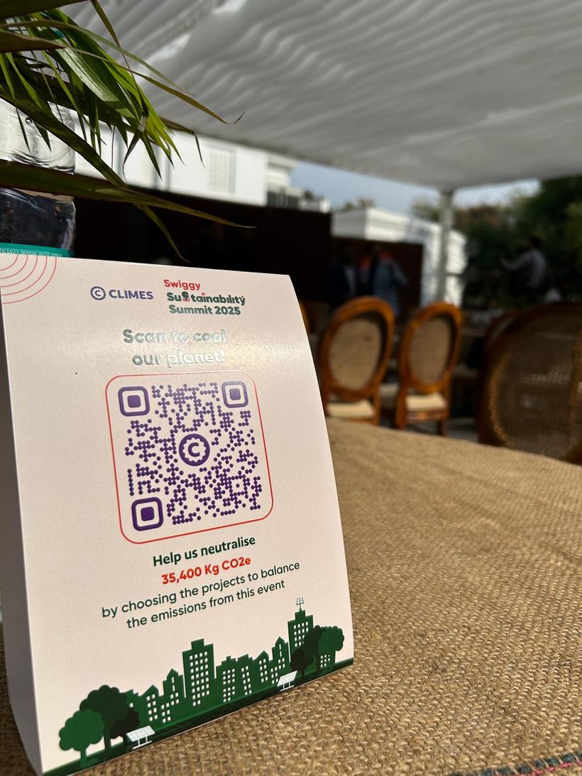 Scan-to-neutralise QR card at the Swiggy Sustainability Summit